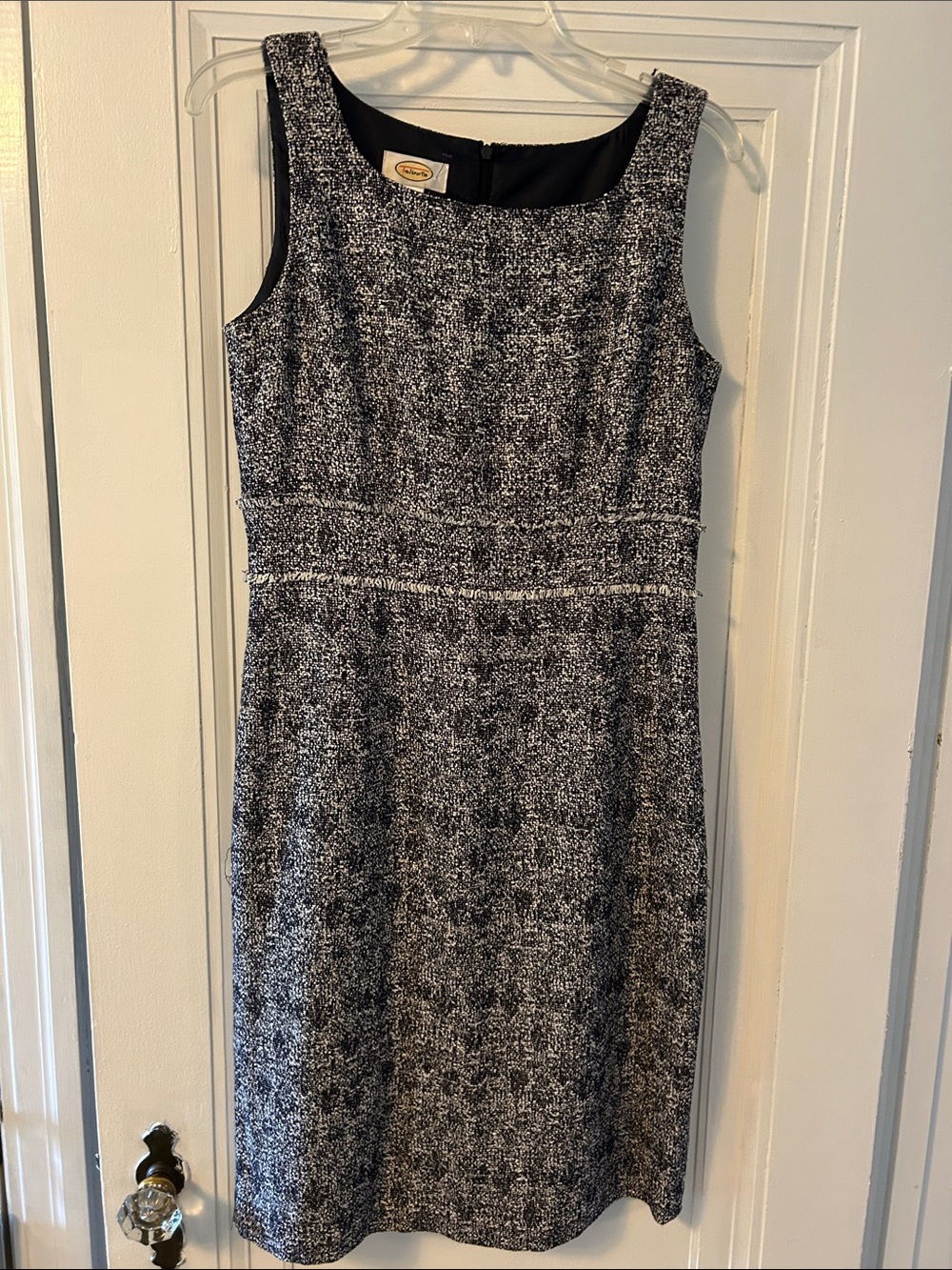 Talbots Black & White Tweed Midi Sheath Dress